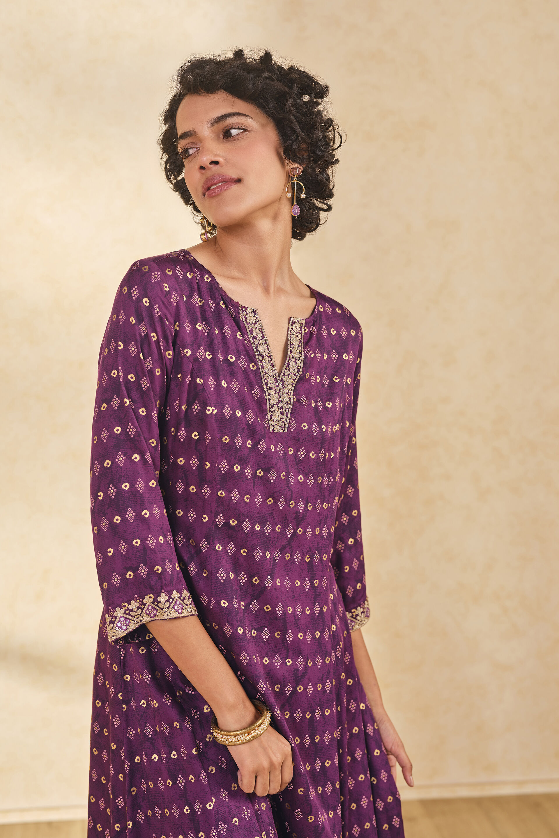 Radiant Purple Satin Kurta, Purple, image 6